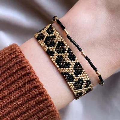 Golden Leopard Beaded Bracelet