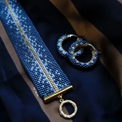 Pacific Dream Beaded Bracelet and Hoop Earrings