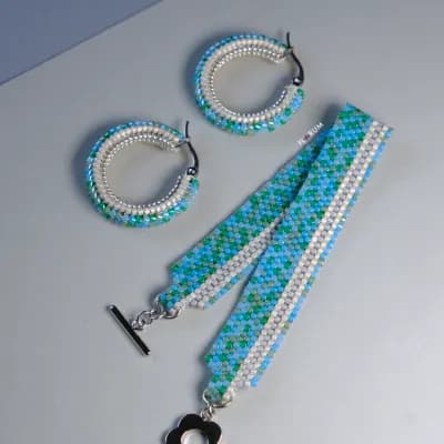 Pinata bracelet and hoop earrings