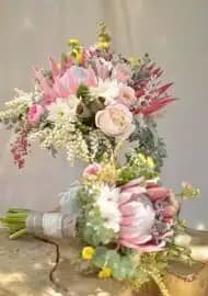 bridal bouquet with protea