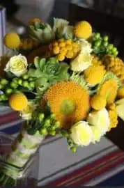 wedding bouquet in yellow with succulents
