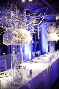wedding ceremony with blue light and white color